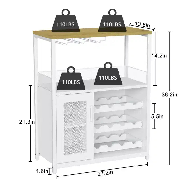 Meuble à vin rétro industriel avec étagères réglables - Buffet de bar pour cuisine et restaurant