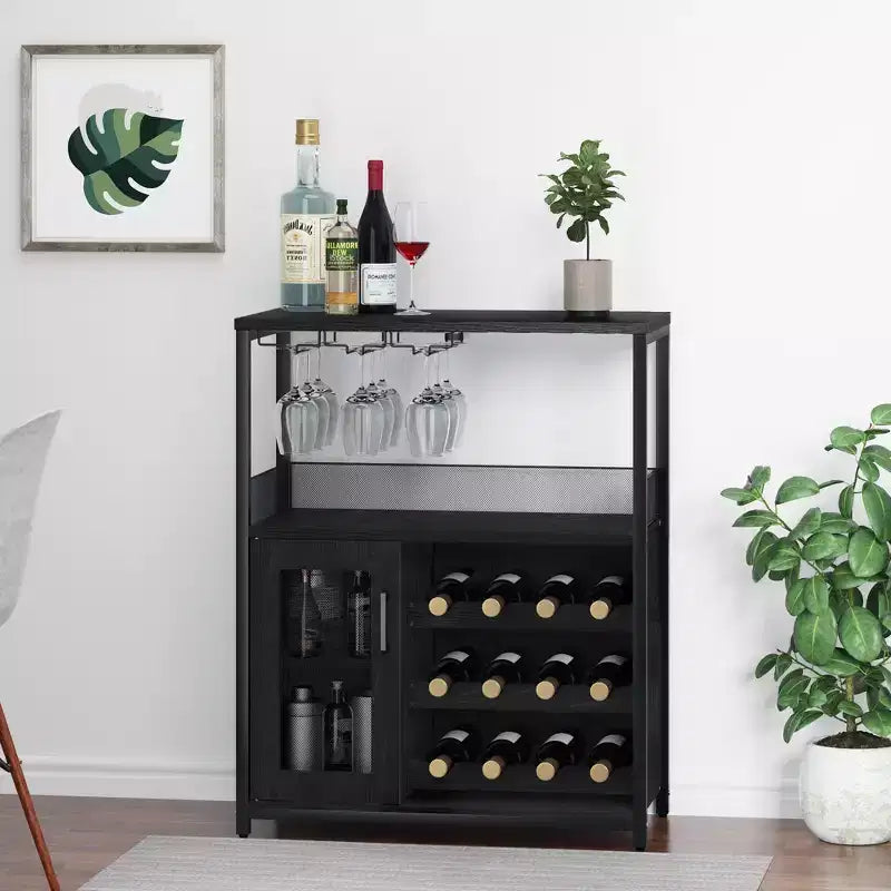 Meuble à vin rétro industriel avec étagères réglables - Buffet de bar pour cuisine et restaurant
