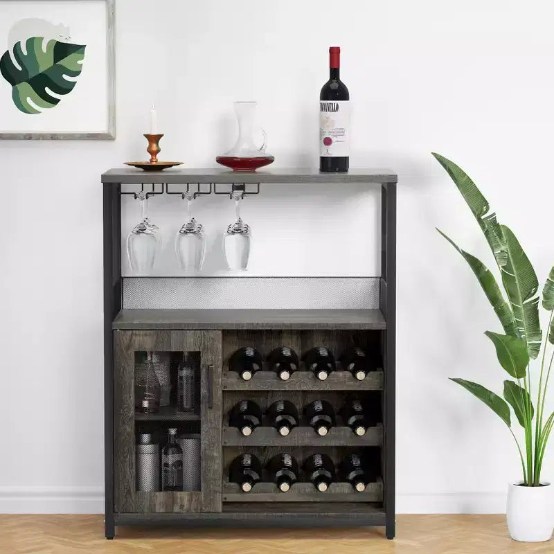 Meuble à vin rétro industriel avec étagères réglables - Buffet de bar pour cuisine et restaurant