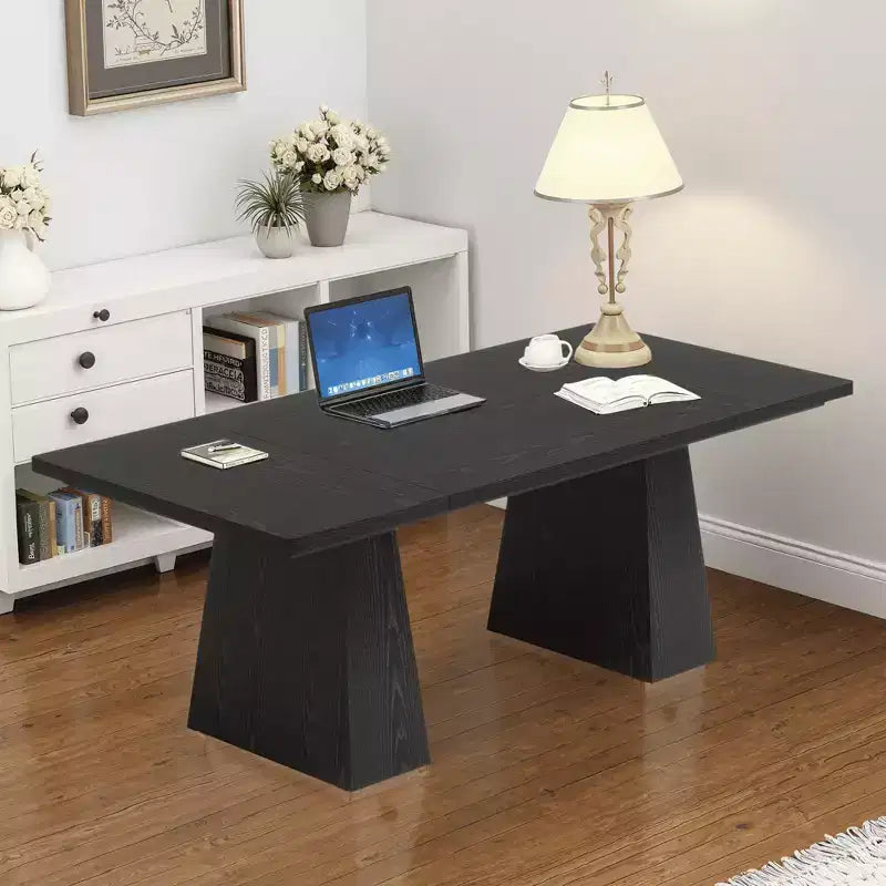 Bureau de direction de 63" - Bureau multifonctionnel d'étude, d'écriture et de jeu avec bords incurvés pour bureau à domicile