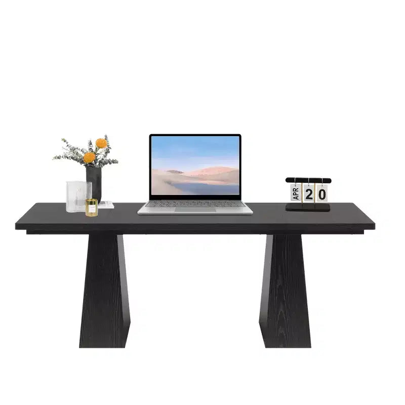 Bureau de direction de 63" - Bureau multifonctionnel d'étude, d'écriture et de jeu avec bords incurvés pour bureau à domicile