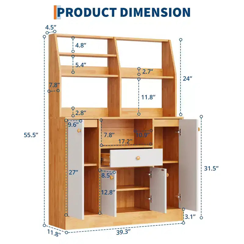 Meuble de cuisine avec tiroirs – Buffet en bois avec portes, étagère réglable, étagère de rangement, station de café pour salle à manger de cuisine