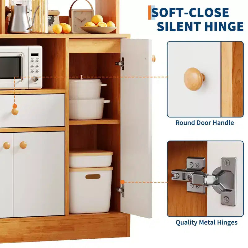 Meuble de cuisine avec tiroirs – Buffet en bois avec portes, étagère réglable, étagère de rangement, station de café pour salle à manger de cuisine