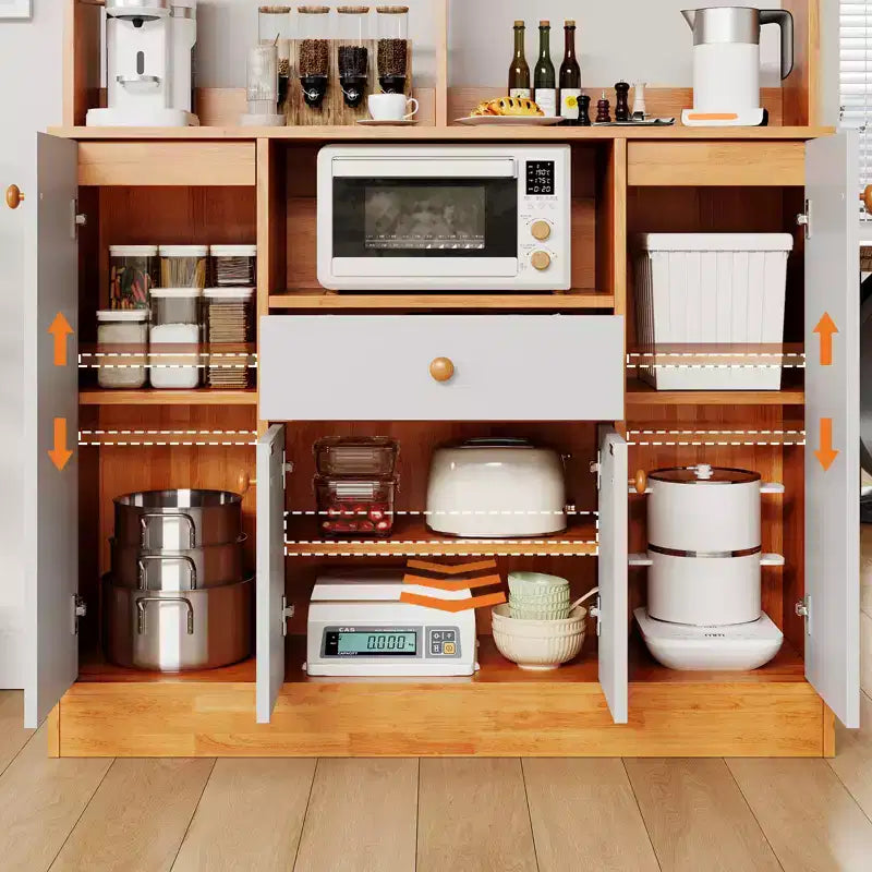 Meuble de cuisine avec tiroirs – Buffet en bois avec portes, étagère réglable, étagère de rangement, station de café pour salle à manger de cuisine