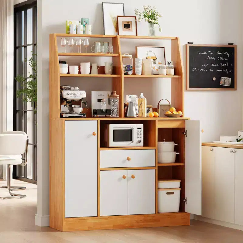 Meuble de cuisine avec tiroirs – Buffet en bois avec portes, étagère réglable, étagère de rangement, station de café pour salle à manger de cuisine