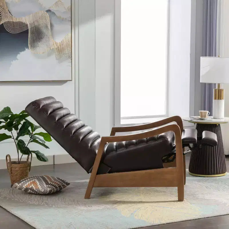 Fauteuil inclinable en cuir huilé ciré de 26 po avec repose-pieds pour le salon et la lecture