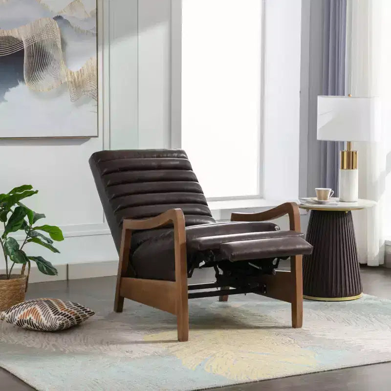 Fauteuil inclinable en cuir huilé ciré de 26 po avec repose-pieds pour le salon et la lecture