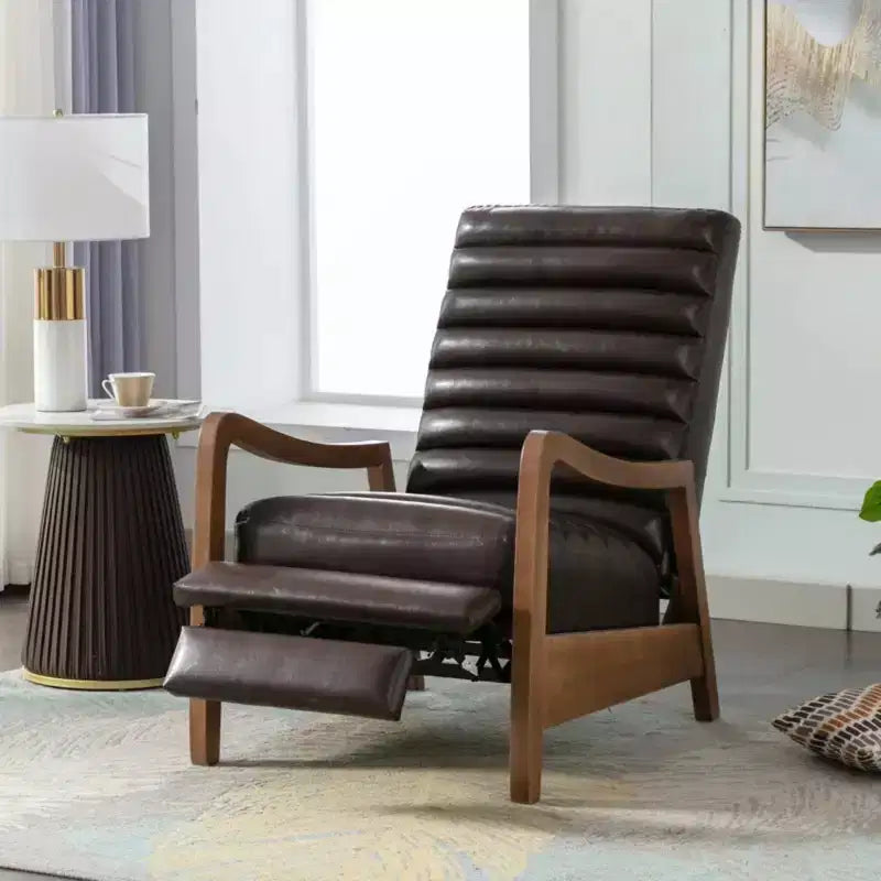 Fauteuil inclinable en cuir huilé ciré de 26 po avec repose-pieds pour le salon et la lecture