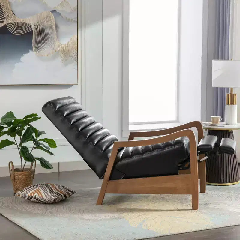 Fauteuil inclinable en cuir huilé ciré de 26 po avec repose-pieds pour le salon et la lecture
