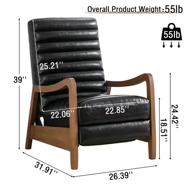 Fauteuil inclinable en cuir huilé ciré de 26 po avec repose-pieds pour le salon et la lecture