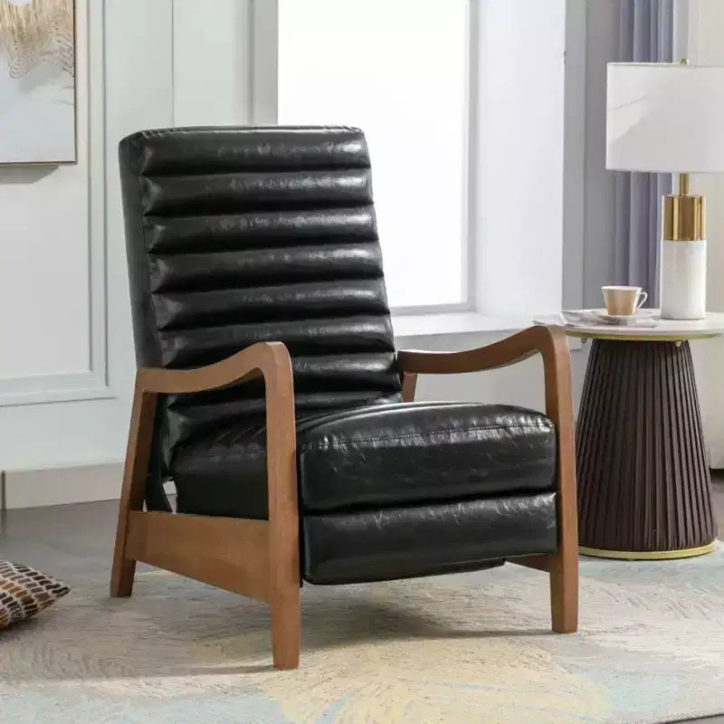 Bestier 26 Recliner Chair for Adult, Luxurious Oil Wax Leather Arm Chair with Footrest, Upholstered Reclining Accent Chair for Living Room Reading