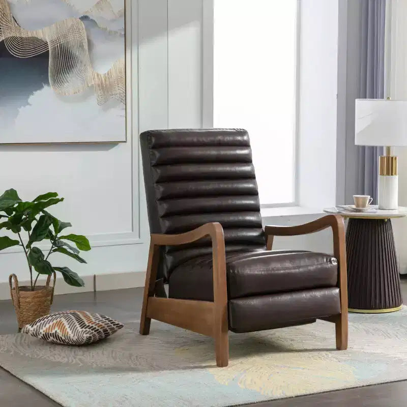 Fauteuil inclinable en cuir huilé ciré de 26 po avec repose-pieds pour le salon et la lecture