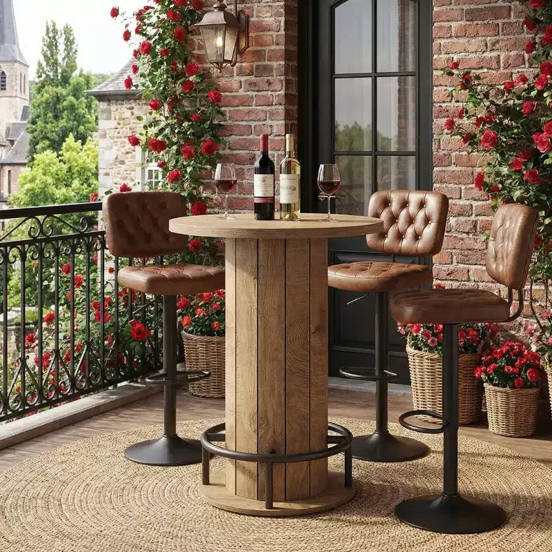 Table de bar bistrot ronde style industriel-ferme pour la maison, le café et le bureau, montage facile
