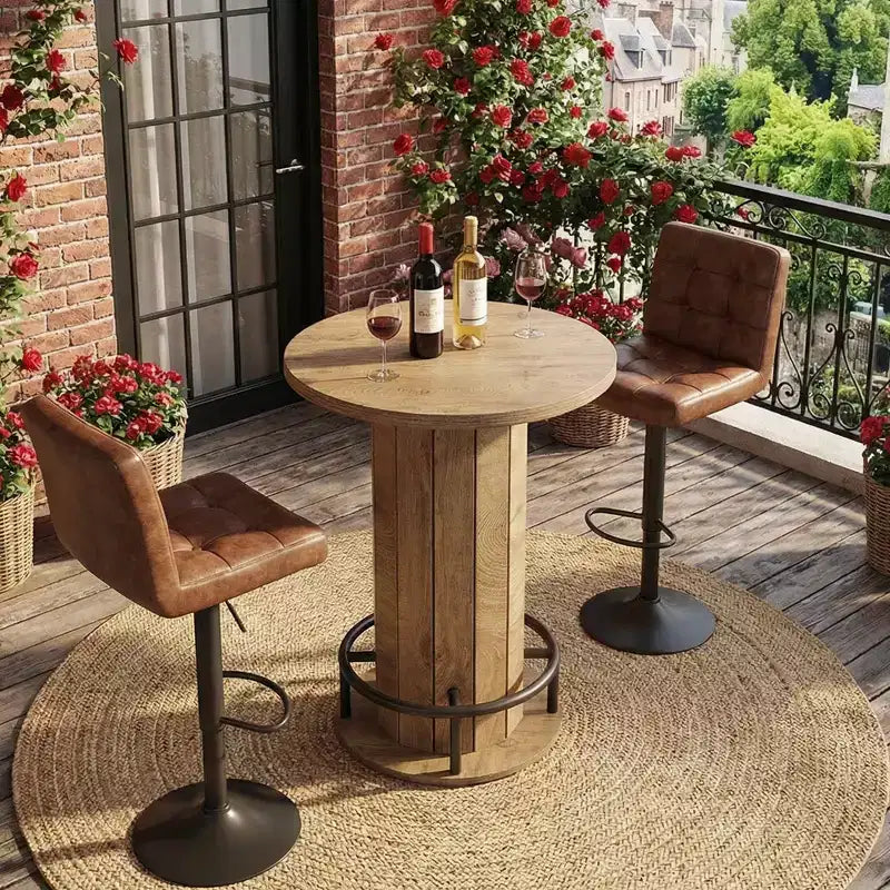 Table de bar bistrot ronde style industriel-ferme pour la maison, le café et le bureau, montage facile