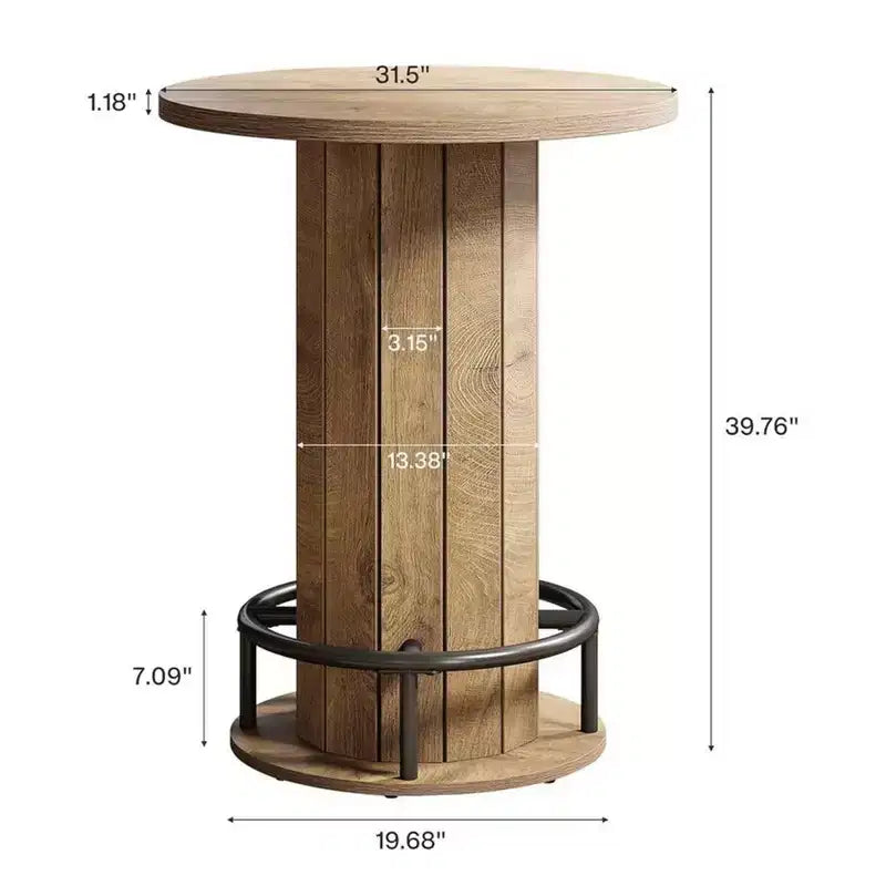 Table de bar bistrot ronde style industriel-ferme pour la maison, le café et le bureau, montage facile