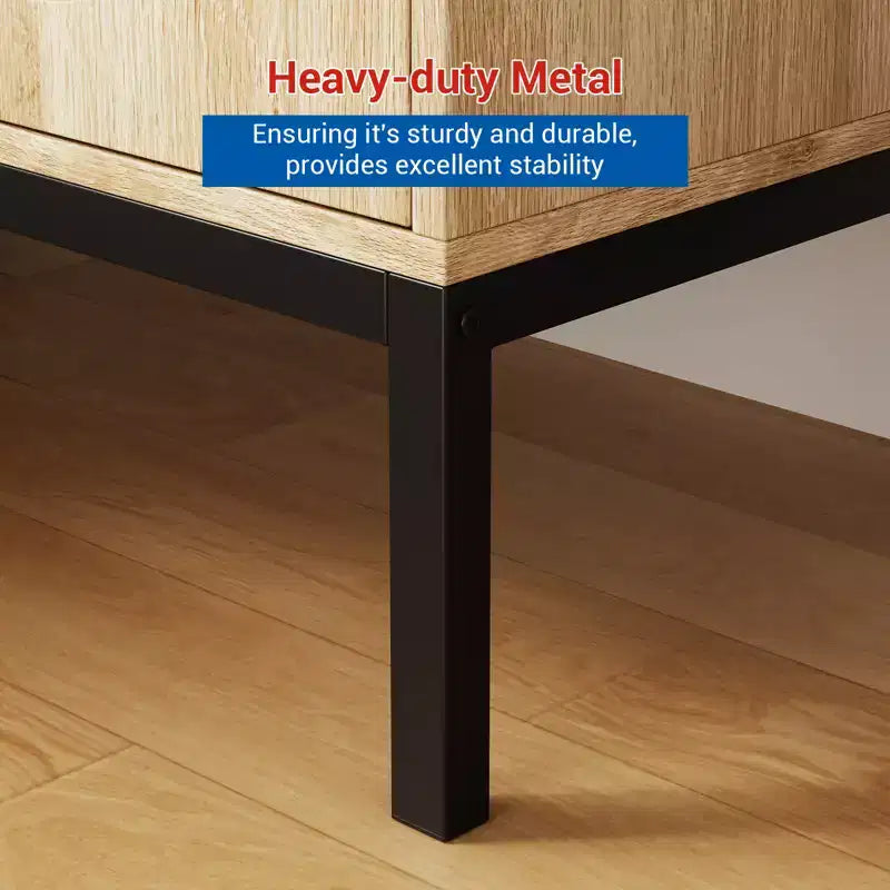 Buffet en rotin de 80 cm avec étagères réglables - Meuble de rangement en bois massif pour salon, salle à manger et entrée