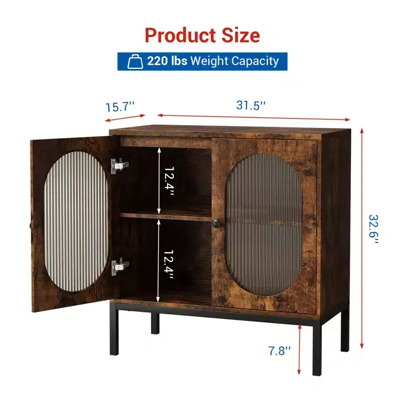 Buffet en rotin de 80 cm avec étagères réglables - Meuble de rangement en bois massif pour salon, salle à manger et entrée