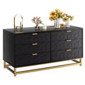 6 Drawer Double Dresser,Modern Dresser for Bedroom with Gold Handles,Large Chest of Drawers forHallway,Entryway