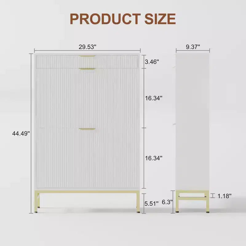 Meuble à chaussures à abattants avec 3 tiroirs - Organisateur de chaussures d'entrée de 80 cm (L) x 133 cm (H), bois composite et métal