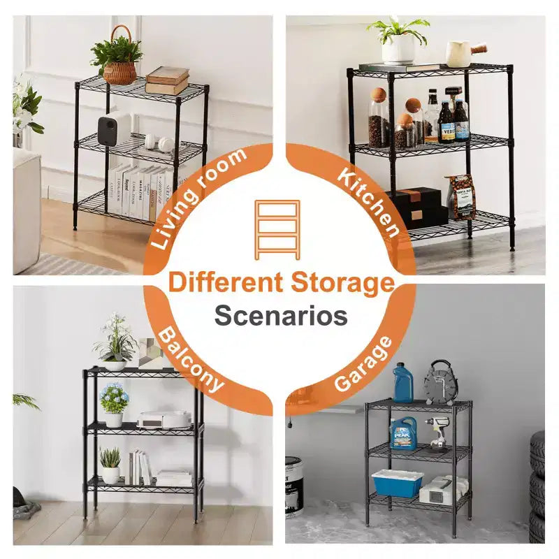 Étagère de rangement métallique réglable à 5 niveaux – Organisateur robuste pour cuisine, cellier, garage, salle de bain et buanderie