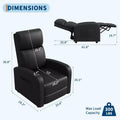 Fauteuil inclinable en cuir PU avec poche latérale, dossier haut et accoudoirs larges et rembourrés - Siège de cinéma maison une place