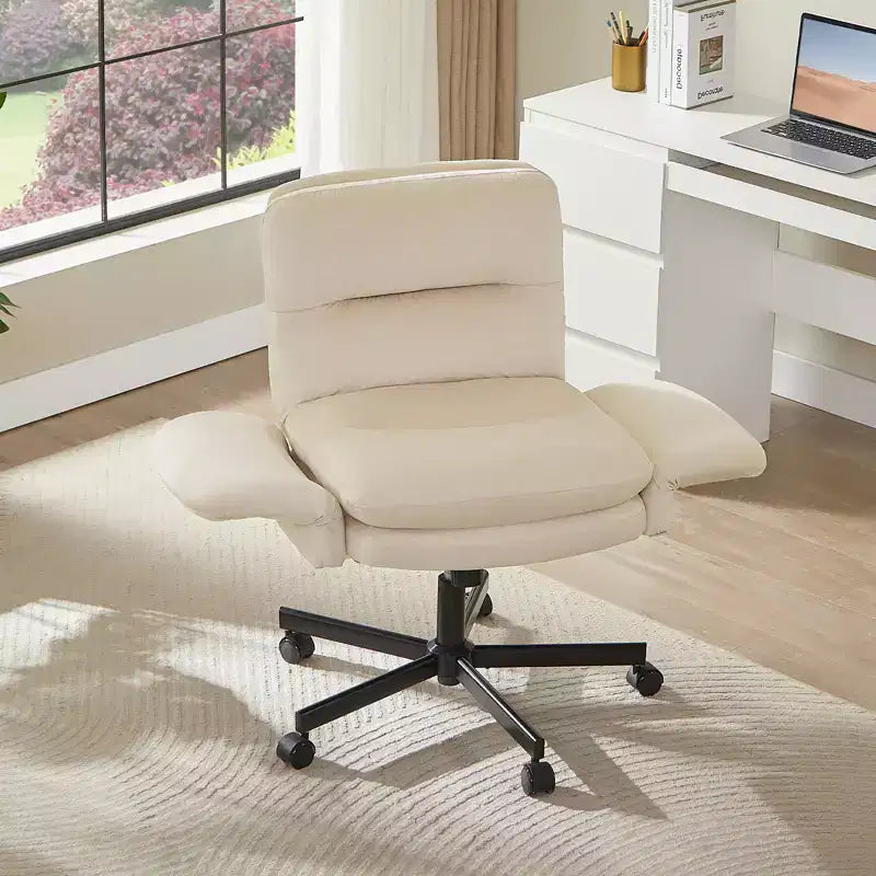 Chaise de bureau ergonomique pour s'asseoir en tailleur avec accoudoirs relevables et roulettes - Hauteur réglable, mousse double couche, poches latérales
