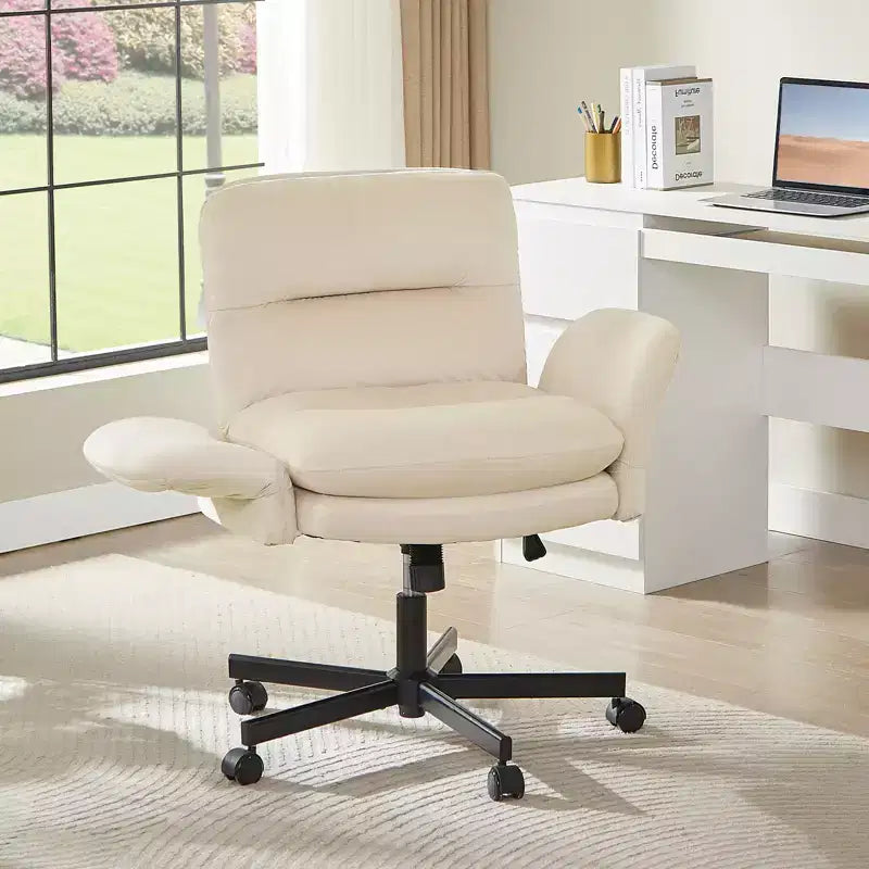 Chaise de bureau ergonomique pour s'asseoir en tailleur avec accoudoirs relevables et roulettes - Hauteur réglable, mousse double couche, poches latérales