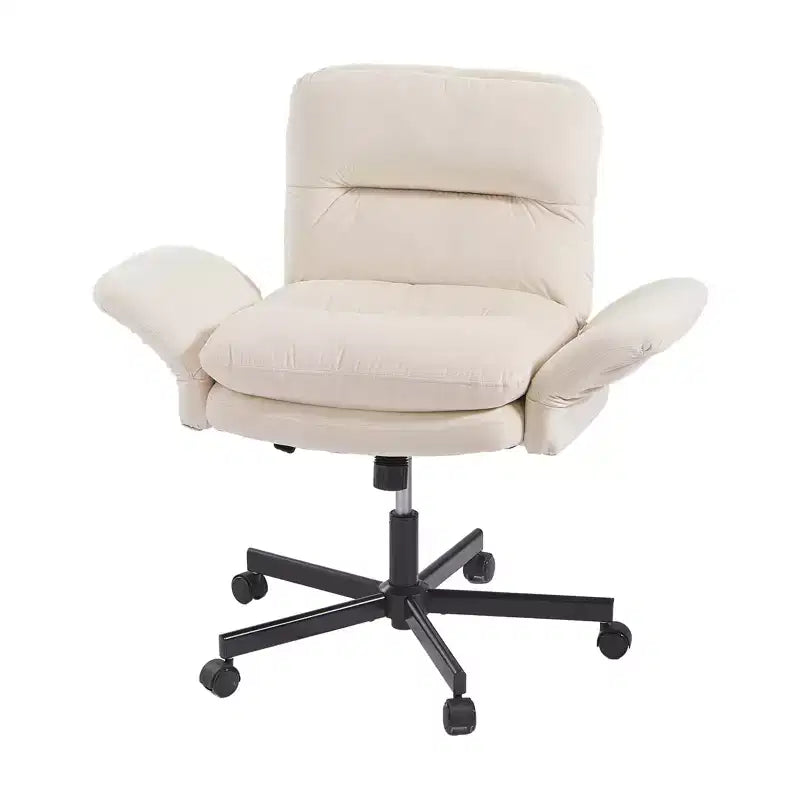 Chaise de bureau ergonomique pour s'asseoir en tailleur avec accoudoirs relevables et roulettes - Hauteur réglable, mousse double couche, poches latérales