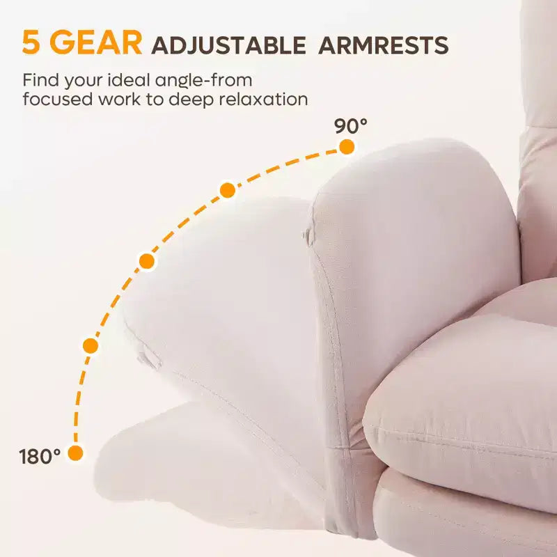Chaise de bureau ergonomique pour s'asseoir en tailleur avec accoudoirs relevables et roulettes - Hauteur réglable, mousse double couche, poches latérales
