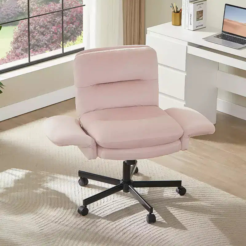 Chaise de bureau ergonomique pour s'asseoir en tailleur avec accoudoirs relevables et roulettes - Hauteur réglable, mousse double couche, poches latérales