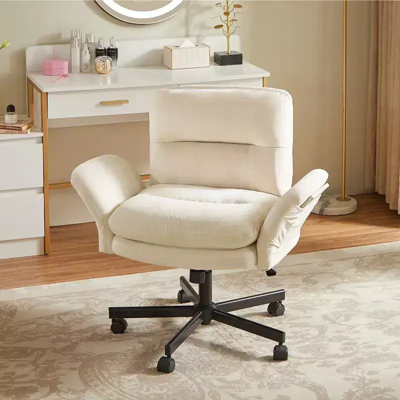 Chaise de bureau ergonomique pour s'asseoir en tailleur avec accoudoirs relevables et roulettes - Hauteur réglable, mousse double couche, poches latérales