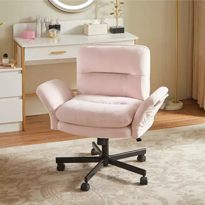 Chaise de bureau ergonomique pour s'asseoir en tailleur avec accoudoirs relevables et roulettes - Hauteur réglable, mousse double couche, poches latérales