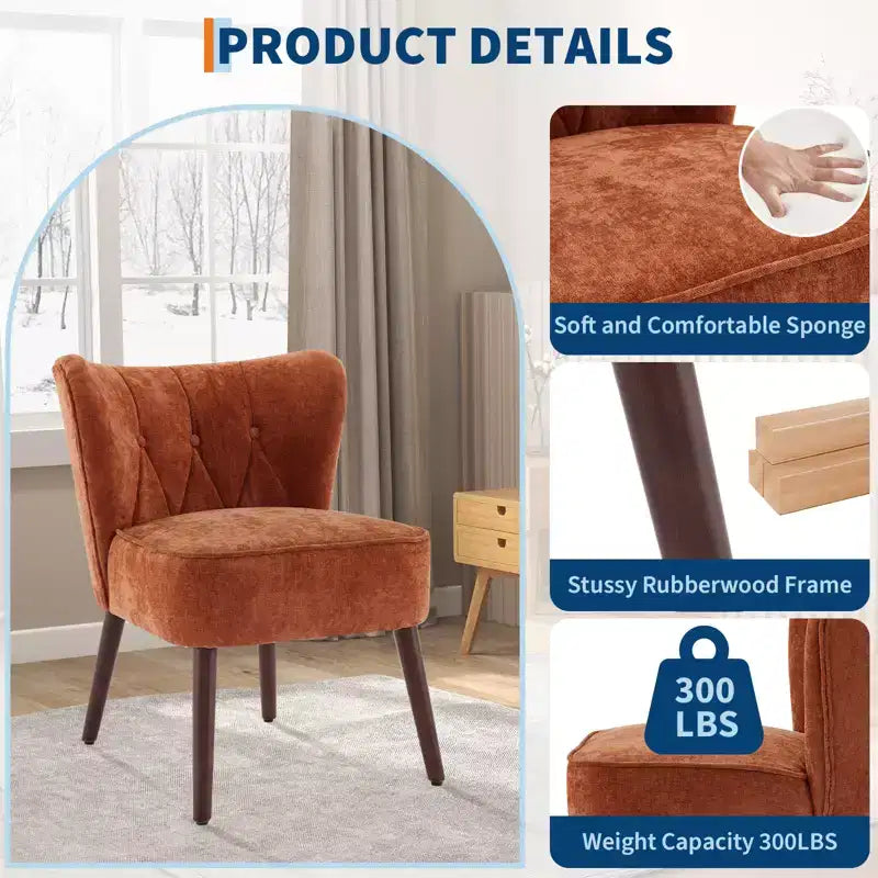 Fauteuil d'appoint contemporain avec oreilles - Tissu d'ameublement en fausse fourrure, dossier haut, pieds en bois massif pour salon, bureau et chambre à coucher