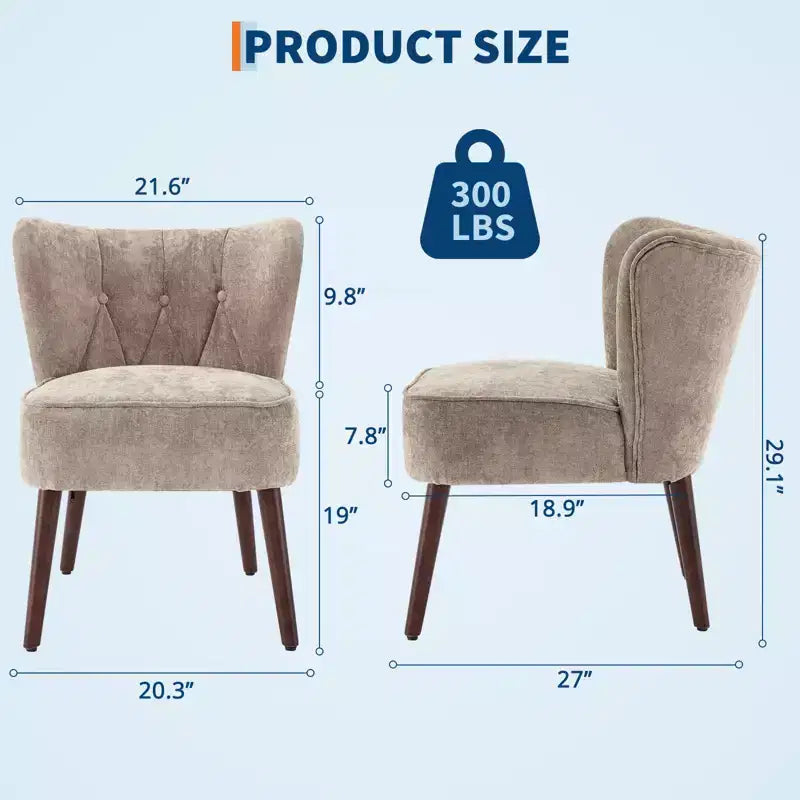 Fauteuil d'appoint contemporain avec oreilles - Tissu d'ameublement en fausse fourrure, dossier haut, pieds en bois massif pour salon, bureau et chambre à coucher