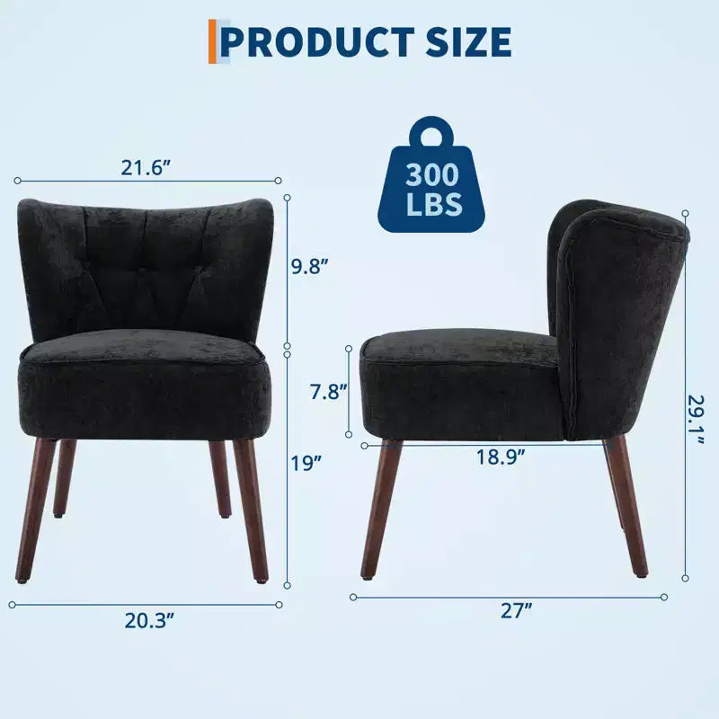 Fauteuil d'appoint contemporain avec oreilles - Tissu d'ameublement en fausse fourrure, dossier haut, pieds en bois massif pour salon, bureau et chambre à coucher