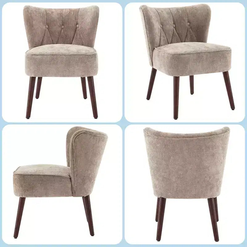 Fauteuil d'appoint contemporain avec oreilles - Tissu d'ameublement en fausse fourrure, dossier haut, pieds en bois massif pour salon, bureau et chambre à coucher