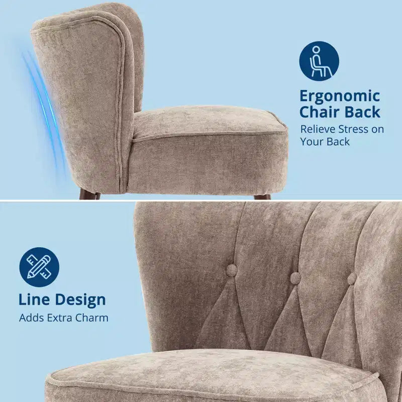 Fauteuil d'appoint contemporain avec oreilles - Tissu d'ameublement en fausse fourrure, dossier haut, pieds en bois massif pour salon, bureau et chambre à coucher