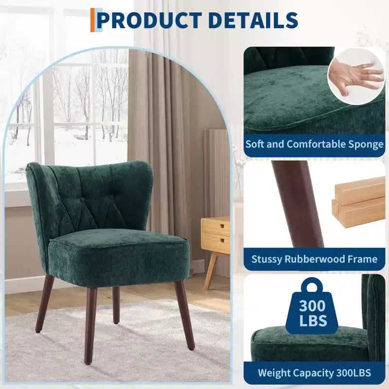 Fauteuil d'appoint contemporain avec oreilles - Tissu d'ameublement en fausse fourrure, dossier haut, pieds en bois massif pour salon, bureau et chambre à coucher