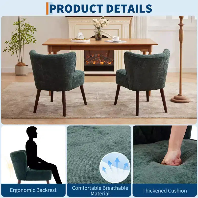 Fauteuil d'appoint contemporain avec oreilles - Tissu d'ameublement en fausse fourrure, dossier haut, pieds en bois massif pour salon, bureau et chambre à coucher