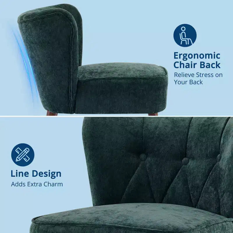 Fauteuil d'appoint contemporain avec oreilles - Tissu d'ameublement en fausse fourrure, dossier haut, pieds en bois massif pour salon, bureau et chambre à coucher