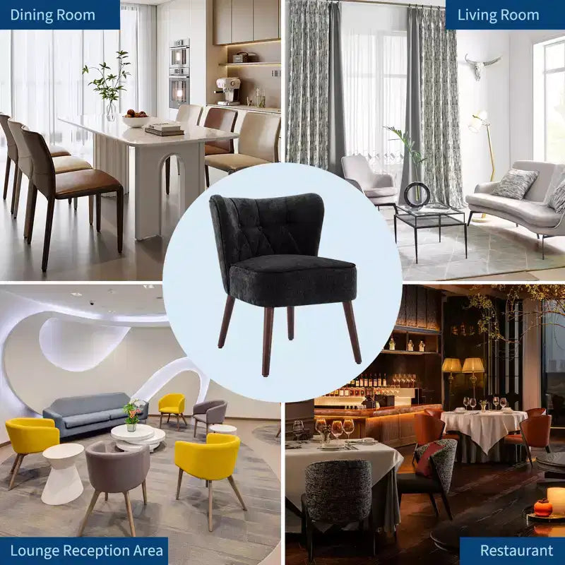 Fauteuil d'appoint contemporain avec oreilles - Tissu d'ameublement en fausse fourrure, dossier haut, pieds en bois massif pour salon, bureau et chambre à coucher