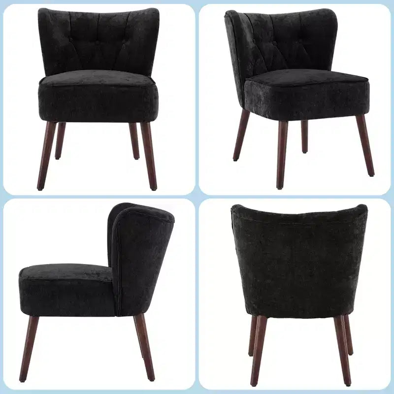 Fauteuil d'appoint contemporain avec oreilles - Tissu d'ameublement en fausse fourrure, dossier haut, pieds en bois massif pour salon, bureau et chambre à coucher