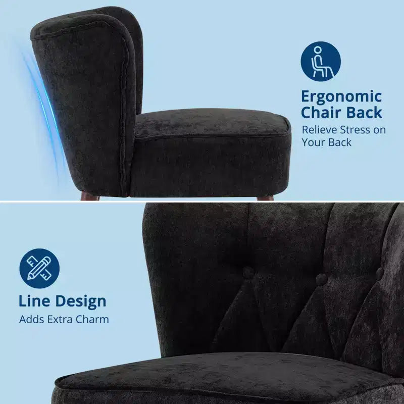 Fauteuil d'appoint contemporain avec oreilles - Tissu d'ameublement en fausse fourrure, dossier haut, pieds en bois massif pour salon, bureau et chambre à coucher