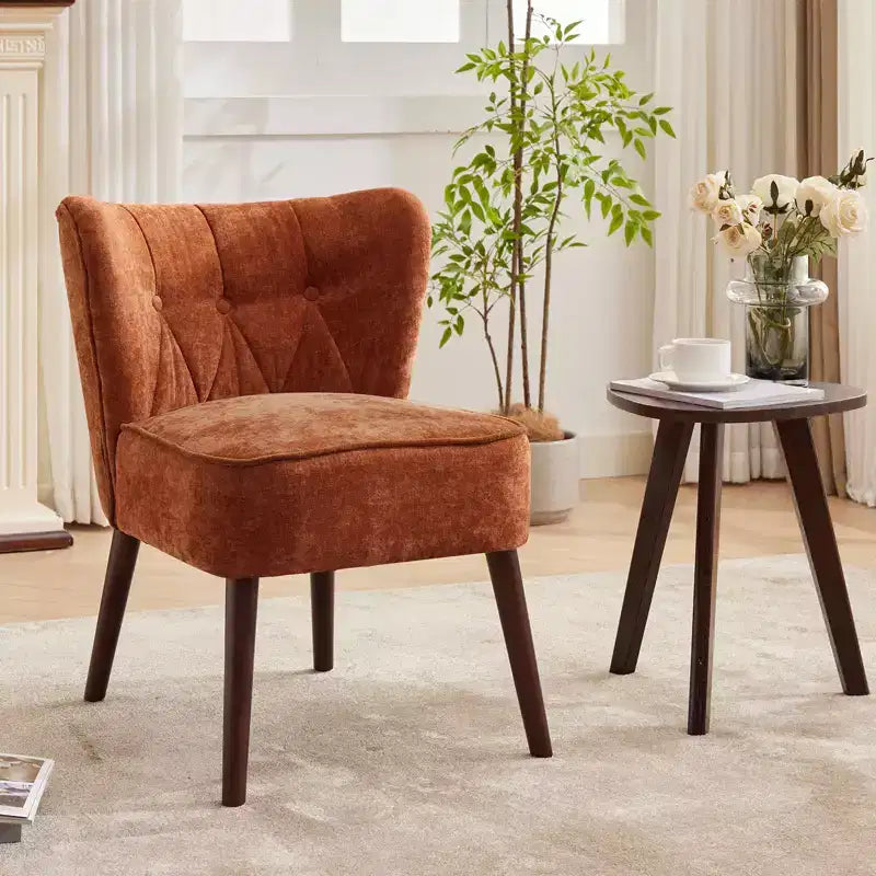 Fauteuil d'appoint contemporain avec oreilles - Tissu d'ameublement en fausse fourrure, dossier haut, pieds en bois massif pour salon, bureau et chambre à coucher