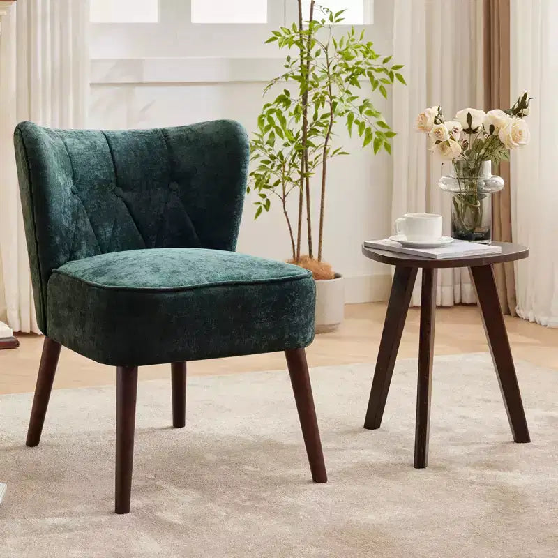 Fauteuil d'appoint contemporain avec oreilles - Tissu d'ameublement en fausse fourrure, dossier haut, pieds en bois massif pour salon, bureau et chambre à coucher