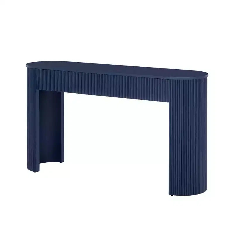 Console moderne avec 2 tiroirs dissimulés, plateau ovale et design cannelé - Entrée et salon