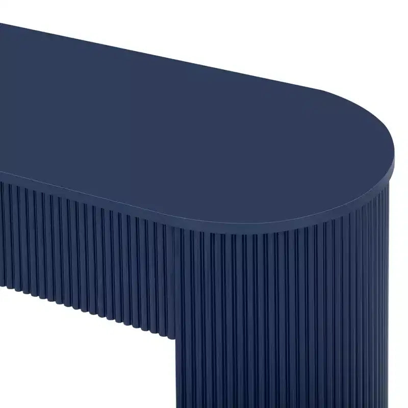 Console moderne avec 2 tiroirs dissimulés, plateau ovale et design cannelé - Entrée et salon