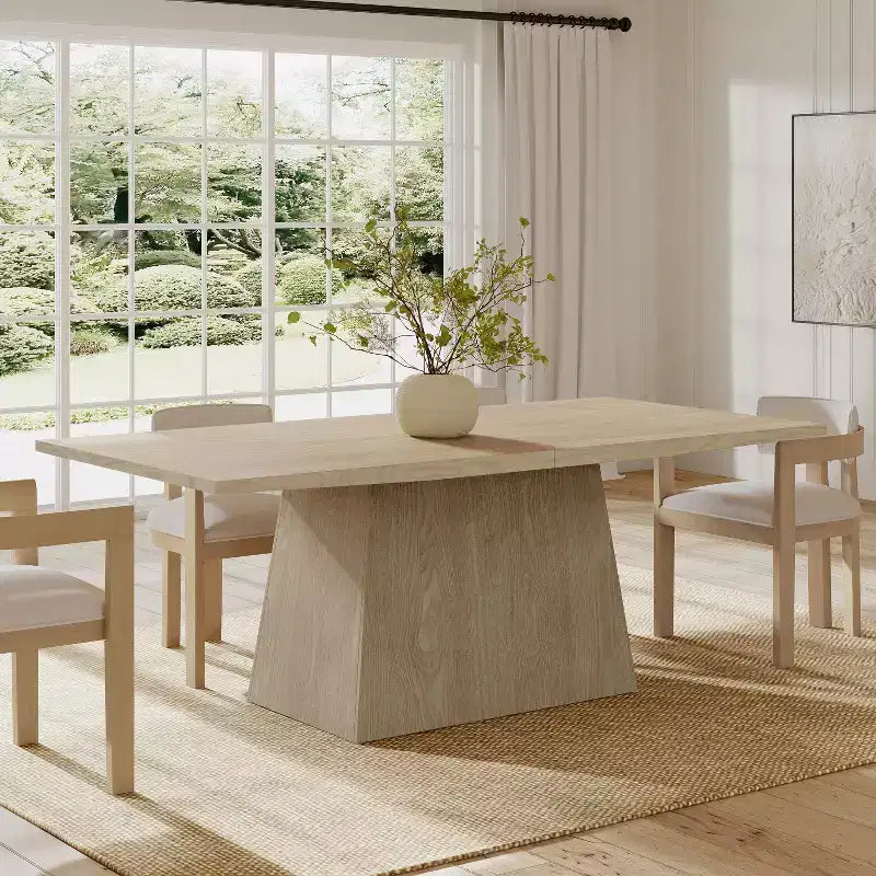 Table à manger sur pied surdimensionnée esprit ferme - 6-8 places, bois massif et MDF, 208 cm L