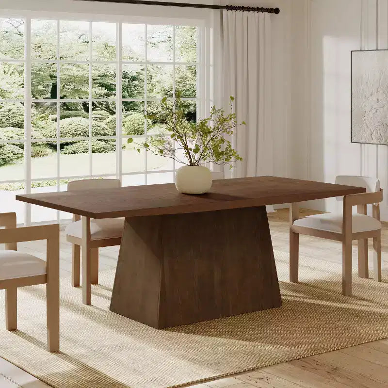 Table à manger sur pied surdimensionnée esprit ferme - 6-8 places, bois massif et MDF, 208 cm L