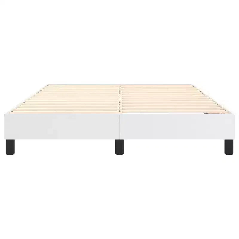 Cadre de lit plateforme Queen - Similicuir blanc, Bois manufacturé et Contreplaqué, Pas besoin de sommier